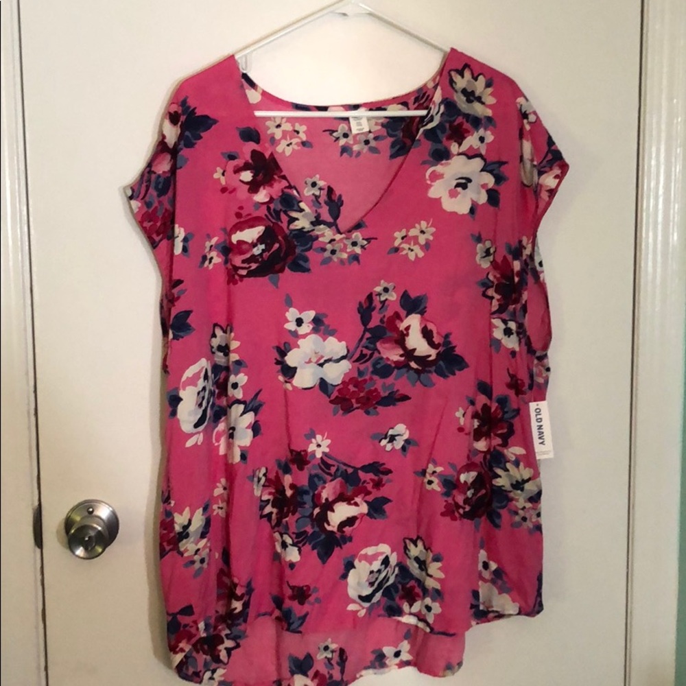 Pink floral blouse